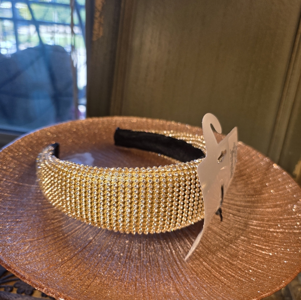 Natasha Couture Elegant Gold Beaded Headband